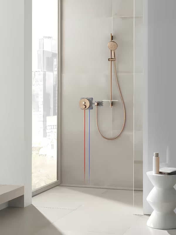 Rankinis dušas Grohe Rainshower smartactive 130, paviršius brushed warm sunset, su mygtuku SmartTip
