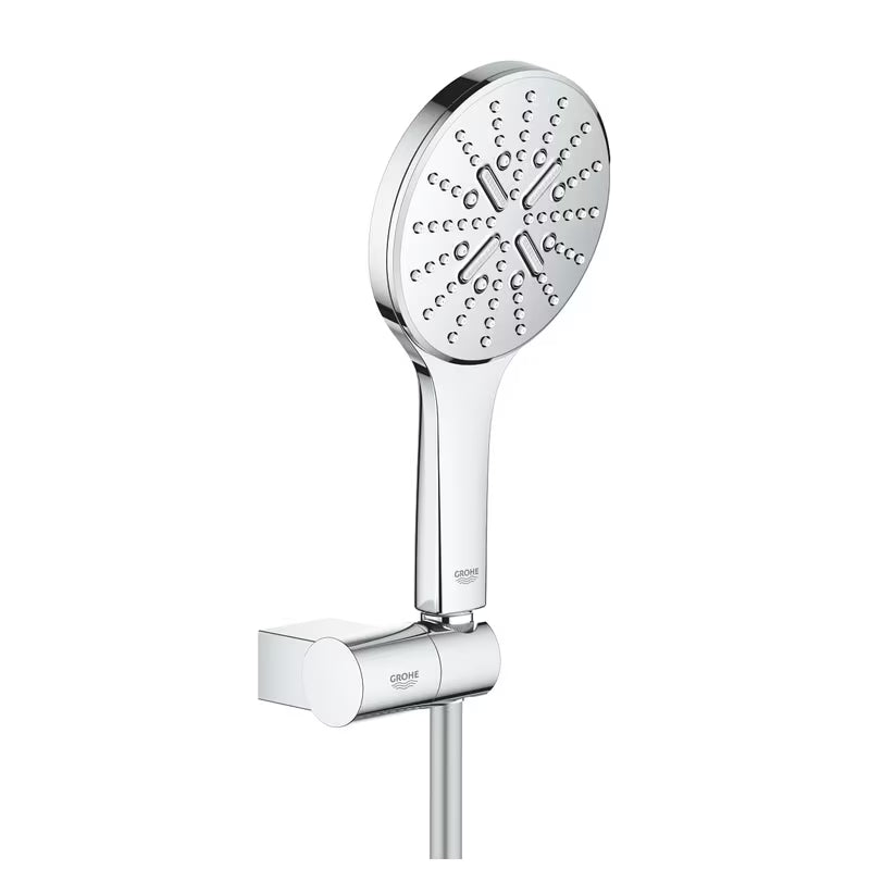 Chromuotas dušo komplektas Grohe Rainshower smartactive 130 su rankine dušo galvute, laikikliu ir 1500 mm žarna