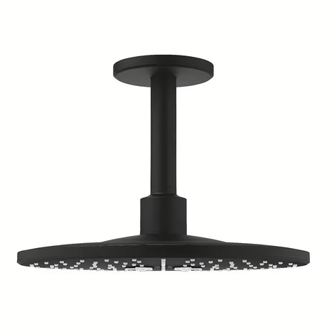 Viršutinis dušas Grohe Rainshower smartactive 310 Phantom Black su dušo laikikliu ir dviem srovės režimais