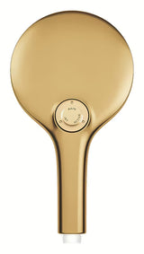 Rankinis dušas Grohe Rainshower 130 SmartActive, Cool Sunrise brushed spalvos, su trimis srovės režimais.