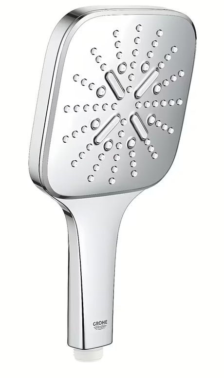 Chromuota rankinė dušo galvutė Grohe Rainshower smartactive Cube su trimis srovėmis ir SmartTip perjungimu