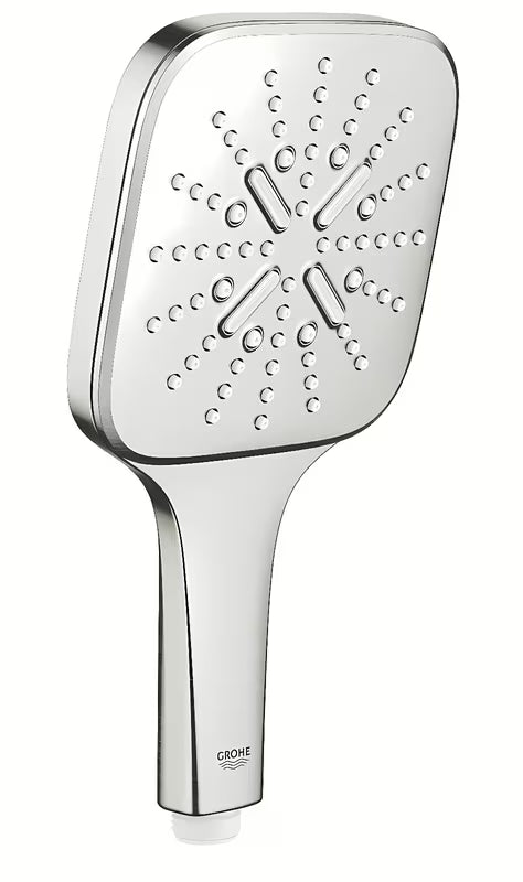Rankinė dušo galvutė Grohe Rainshower 130 SmartActive Cube, supersteel paviršiaus, su trimis srovės režimais.