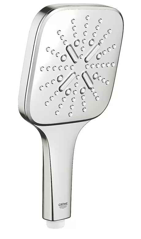 Rankinė dušo galvutė Grohe Rainshower 130 SmartActive Cube, supersteel paviršiaus, su trimis srovės režimais.