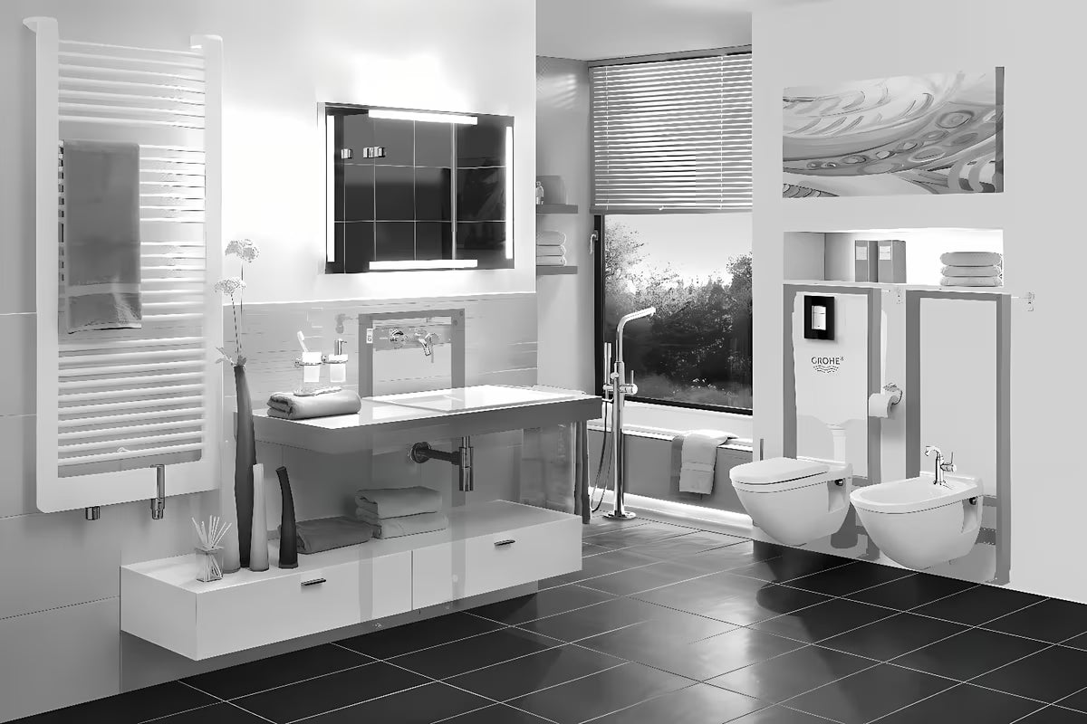 Montavimo sistema Grohe Rapid SL pro pakabinamas bidė su plieniniu savilaikiu rėmu ir Grohe QuickFix technologija
