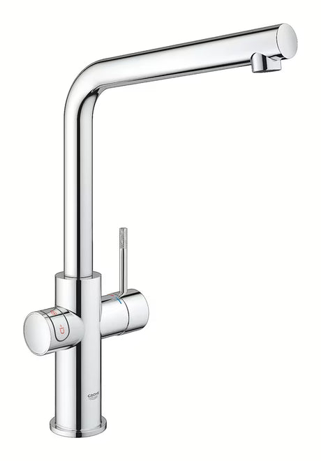 Chromuotas virtuvinis maišytuvas Grohe Red Duo su L snapu pro momentiniam verdančiam vandeniui
