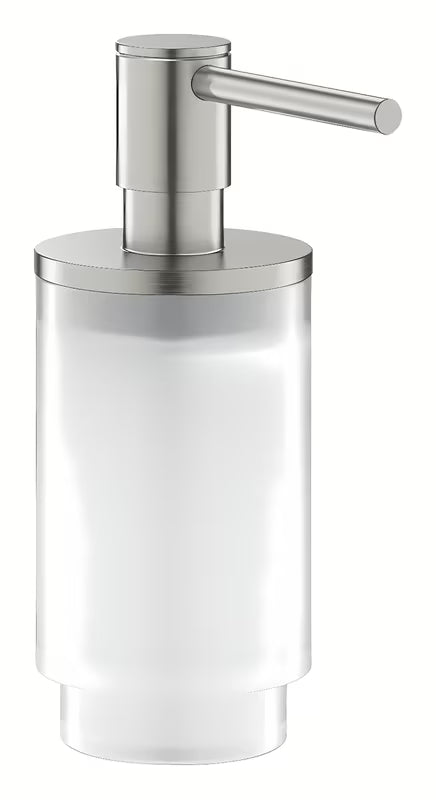 Skysto muilo Dozatorius Grohe Selection, supersteel apdailos, iš stiklo ir metalo derinio.