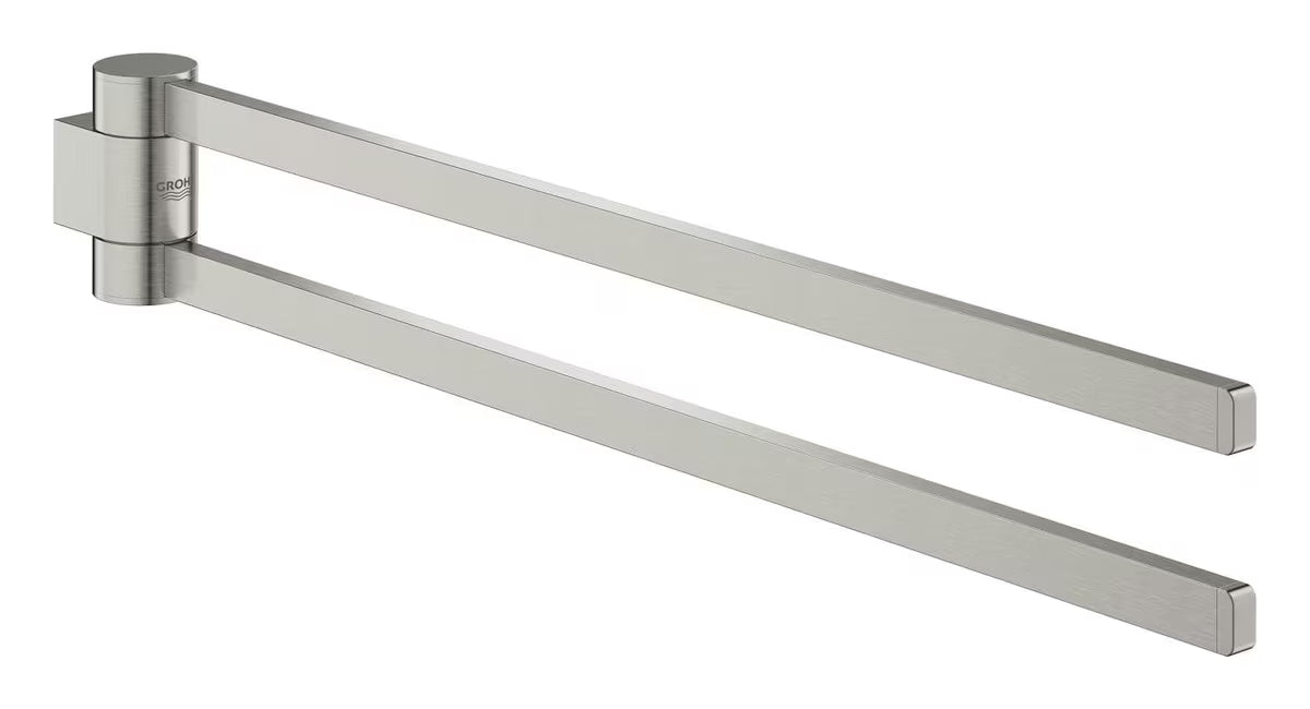 Dvigubas pasukamas rankšluosčio laikiklis Grohe Selection supersteel apdailos, su paslėptu tvirtinimu