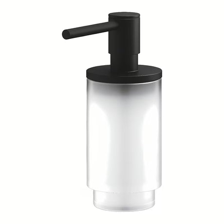 Skysto muilo Dozatorius Grohe Selection, spalva phantom black, stiklo ir metalo derinys.