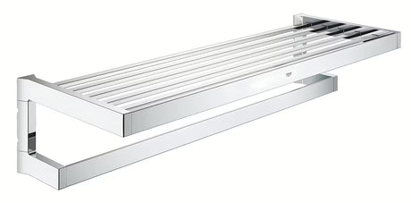Chromuotas rankšluosčio laikiklis Grohe Selection Cube su strypu ir viršutine lentynėle pro rankšluosčiams laikyti