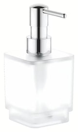 Chromuotas skysto muilo dozatorius Grohe Selection Cube be laikiklio su stikline talpa