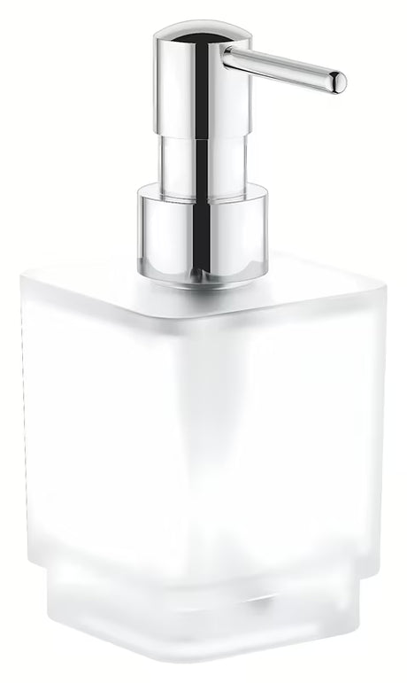 Chromuotas skysto muilo dozatorius Grohe Selection Cube be laikiklio su stikline talpa