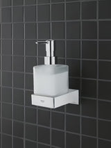 Chromuotas skysto muilo dozatorius Grohe Selection Cube be laikiklio su stikline talpa