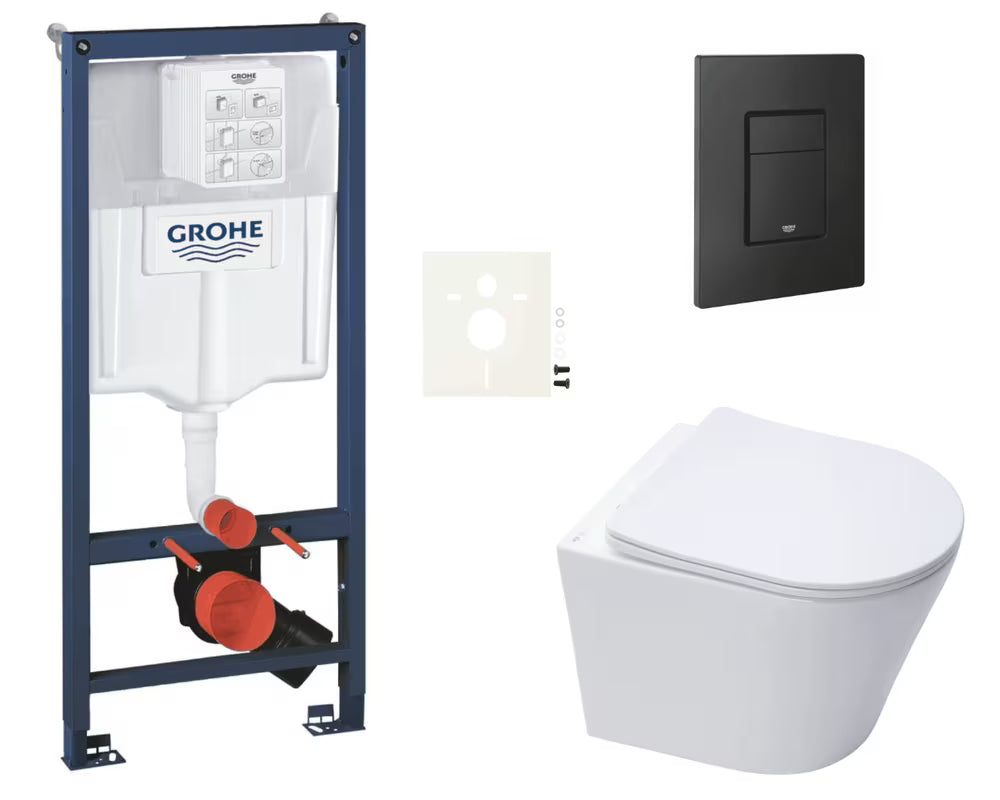 Pakabinami WC komplektas SAT Infinitio su potinkiniu moduliu Grohe Rapid SL ir nuleidimo mygtuku Even