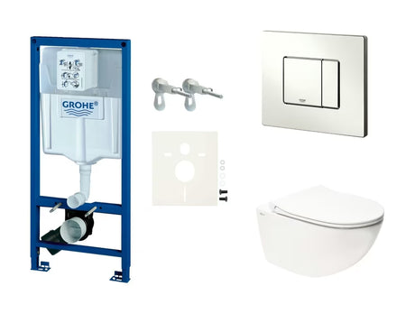 Pakabinami WC komplektas SAT Infinitio su moduliu Grohe Rapid SL, mygtuku Skate Cosmopolitan ir KLOZETAS sėdyne