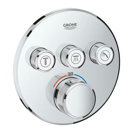 Potinkinė termostatinė dušo maišytuvas Grohe Grohtherm smartcontrol chromo spalvos, su trimis vožtuvais