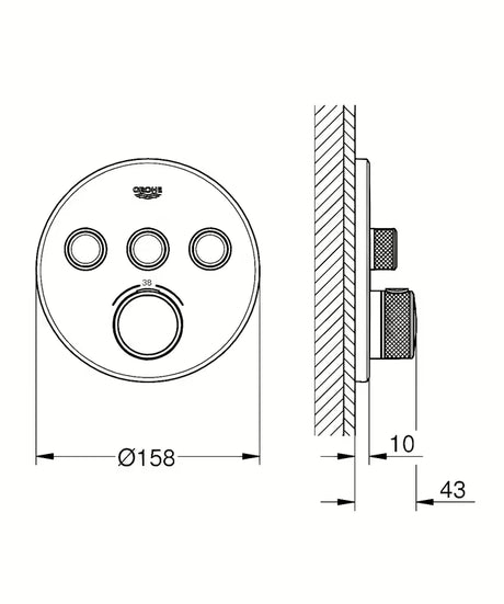 Potinkinė termostatinė dušo maišytuvas Grohe Grohtherm smartcontrol šukuoto paviršiaus Warm Sunset apdailos