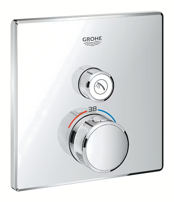 Chromo spalvos potinkinė termostatinė dušo maišytuvas Grohe Grohtherm smartcontrol su mygtukiniu valdymu smartcontrol