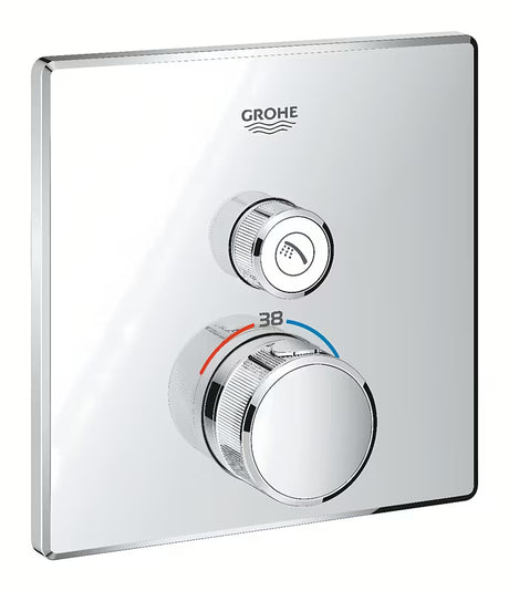 Chromo spalvos potinkinė termostatinė dušo maišytuvas Grohe Grohtherm smartcontrol su mygtukiniu valdymu smartcontrol