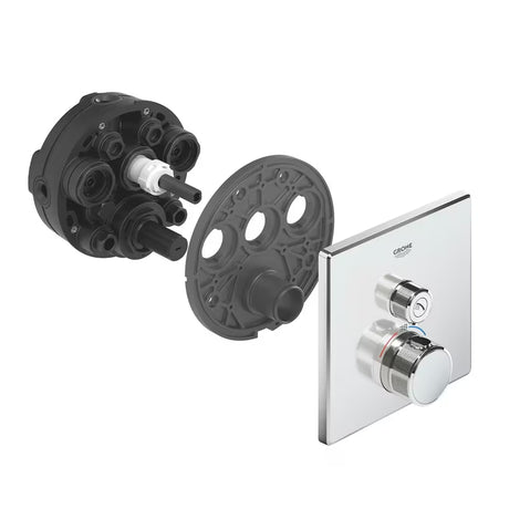 Chromo spalvos potinkinė termostatinė dušo maišytuvas Grohe Grohtherm smartcontrol su mygtukiniu valdymu smartcontrol