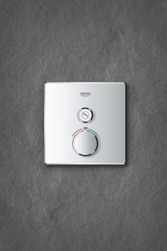 Chromo spalvos potinkinė termostatinė dušo maišytuvas Grohe Grohtherm smartcontrol su mygtukiniu valdymu smartcontrol