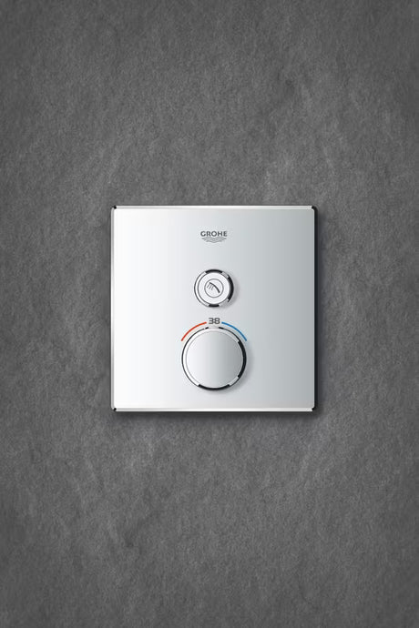 Chromo spalvos potinkinė termostatinė dušo maišytuvas Grohe Grohtherm smartcontrol su mygtukiniu valdymu smartcontrol