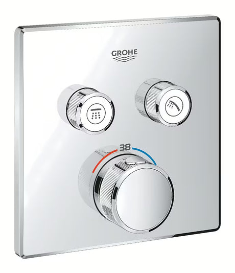 Chromo spalvos potinkinė termostatinė dušo maišytuvas Grohe Grohtherm smartcontrol su mygtukiniu valdymu
