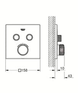 Chromo spalvos potinkinė termostatinė dušo maišytuvas Grohe Grohtherm smartcontrol su mygtukiniu valdymu