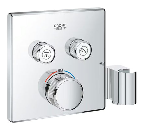 Potinkinė termostatinė dušo maišytuvas Grohe Grohtherm smartcontrol chromo spalvos, kvadratinio dizaino.