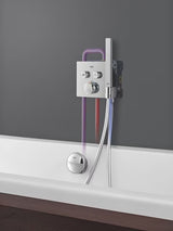 Potinkinė termostatinė dušo maišytuvas Grohe Grohtherm smartcontrol chromo spalvos, kvadratinio dizaino.
