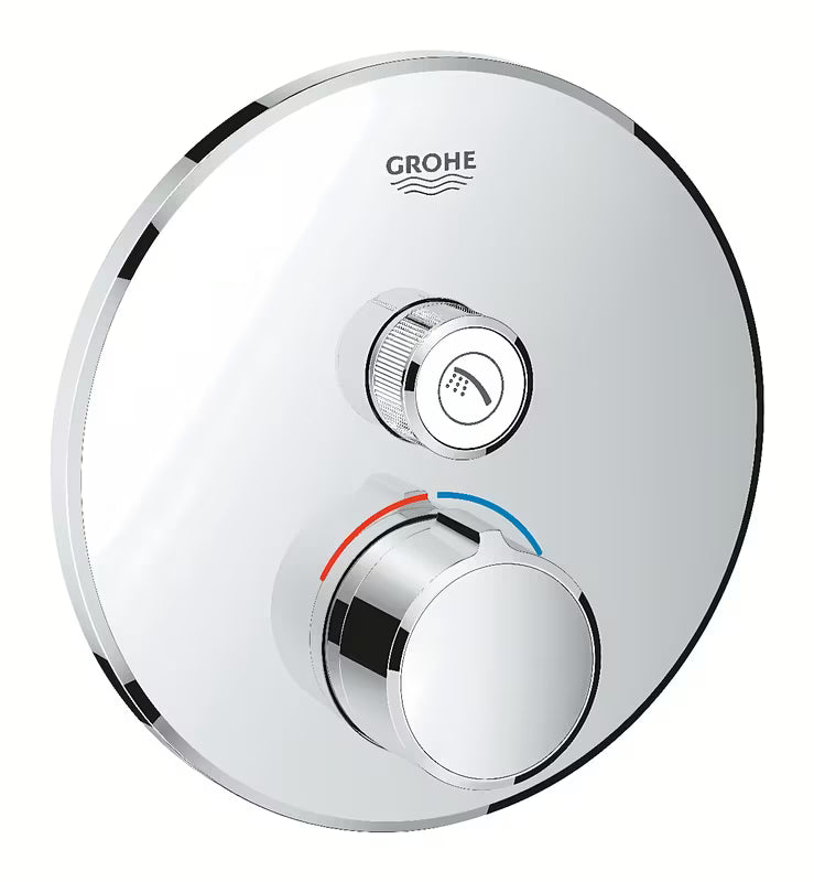 Potinkinė termostatinė dušo maišytuvas Grohe Smart Control chromo spalvos, su apvalia rozete