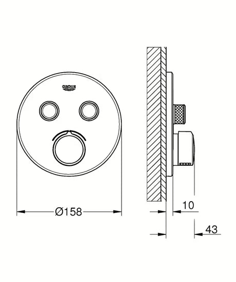 Potinkinė dušo maišytuvas Grohe Smart Control, chromo spalvos, su smartcontrol valdymu