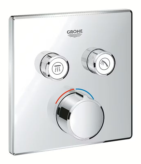 Potinkinė dušo maišytuvas Grohe Smart Control chromo spalvos, su smartcontrol valdymu ir dviem išvadais.