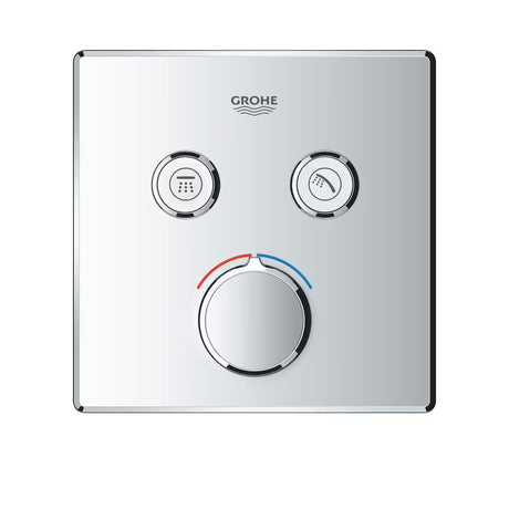 Potinkinė dušo maišytuvas Grohe Smart Control chromo spalvos, su smartcontrol valdymu ir dviem išvadais.