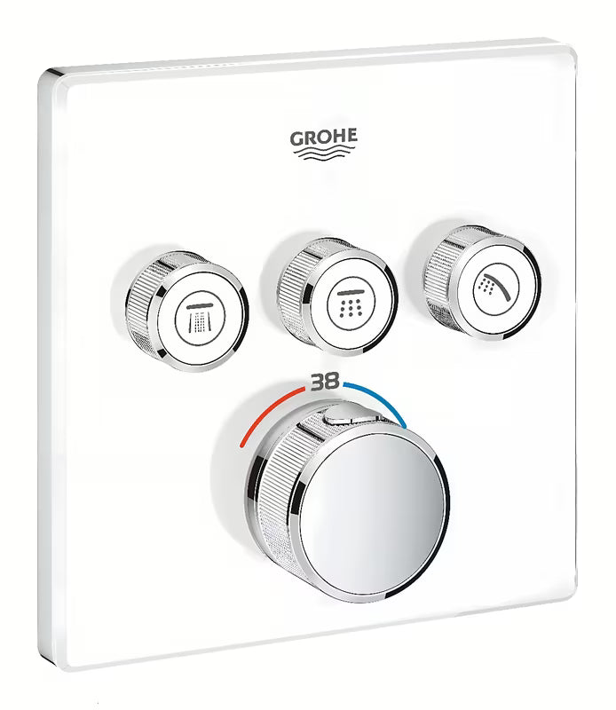 Potinkinė termostatinė dušo maišytuvas Grohe Grohtherm smartcontrol, Moon White spalvos, su trimis ventiliais