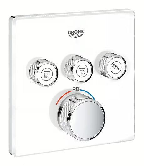 Potinkinė termostatinė dušo maišytuvas Grohe Grohtherm smartcontrol, Moon White spalvos, su trimis ventiliais