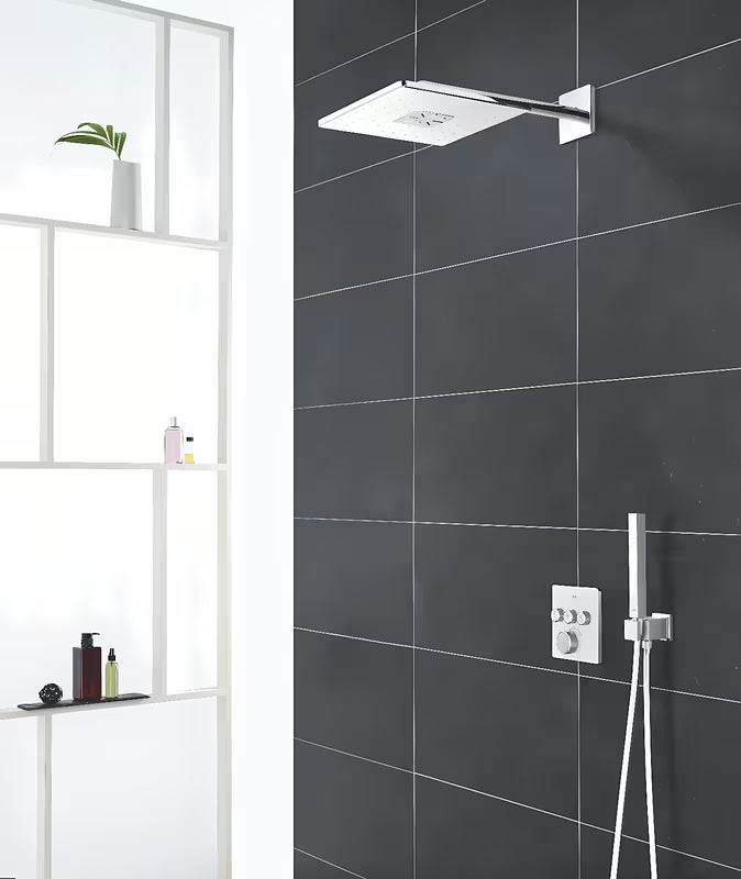 Potinkinė termostatinė dušo maišytuvas Grohe Grohtherm smartcontrol, Moon White spalvos, su trimis ventiliais