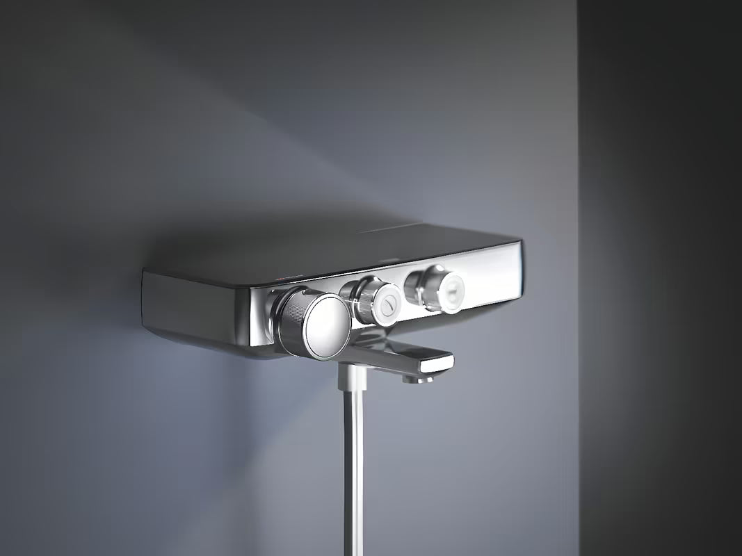 Chromo spalvos termostatinė vonios maišytuvas Grohe Grohtherm smartcontrol pro su perjungimu tarp vonios ir dušo
