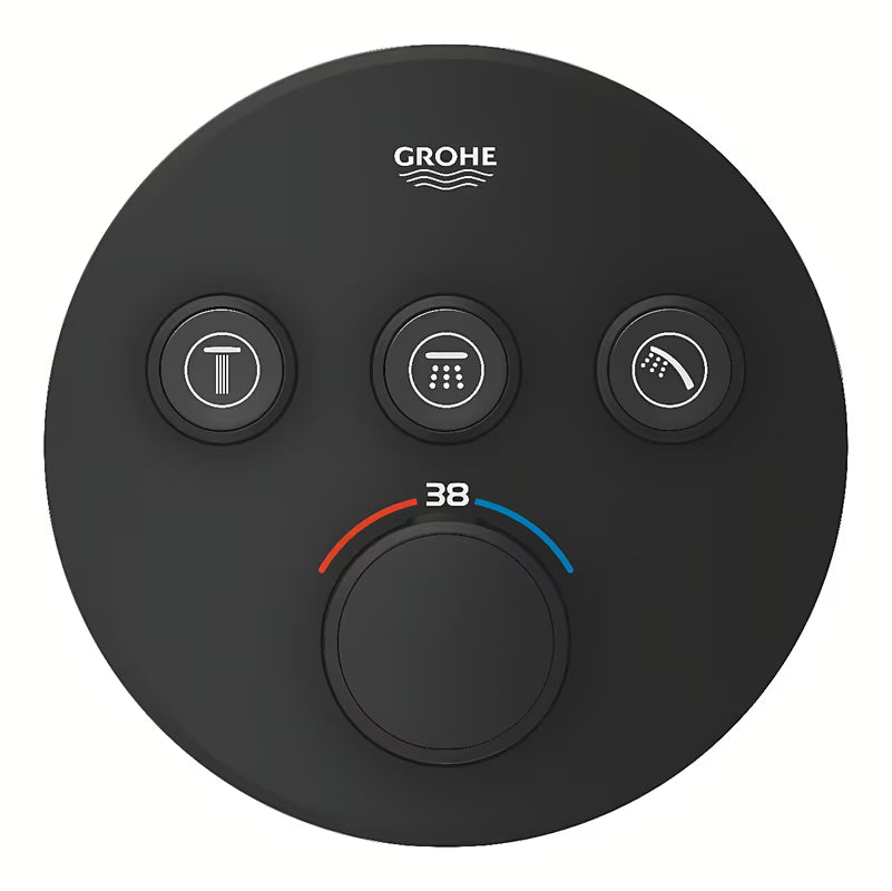 Potinkinė dušo maišytuvas Grohe smartcontrol, phantom black apdaila, su mygtukiniu valdymu