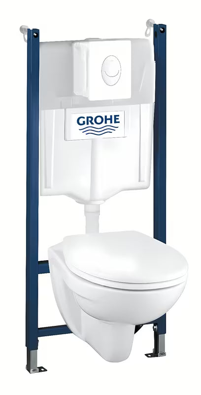 pro pakabinamas KLOZETAS Grohe Solido Compact 4 in 1 komplektas su potinkiniu bakeliu, Skate Air mygtuku ir softclose sėdyne