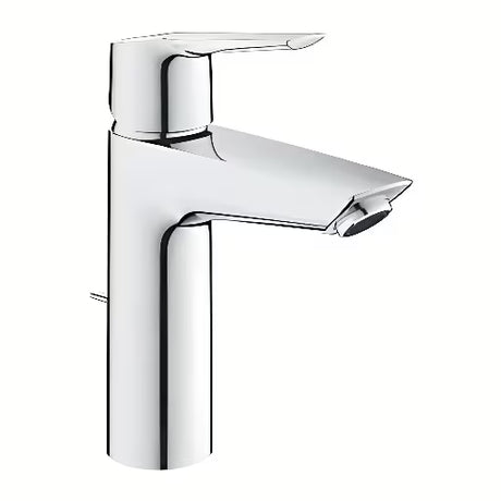 Chromuotas svirtinis praustuvo maišytuvas Grohe Start su praustuvo dugno vožtuvas su aukštesniu snapu pro patogiam prausimuisi.