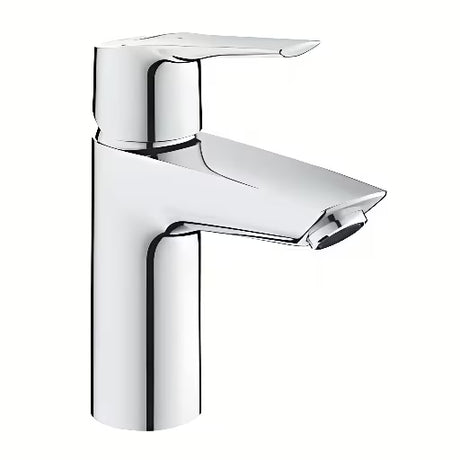 Chromuotas svirtinis praustuvo maišytuvas Grohe Start su vandens taupymo funkcija ir spaudžiamuoju dugno vožtuvu