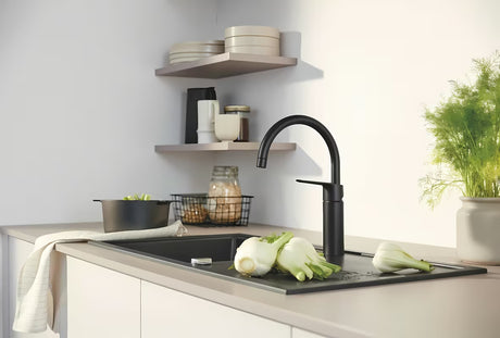 Grohe Start svirtinis virtuvinis maišytuvas su aukštu pasukamu snapu, matinės juodos spalvos