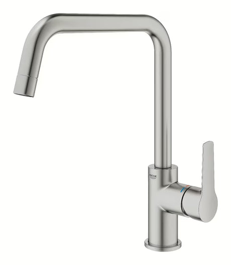 Svirtinis virtuvinis maišytuvas Grohe Start su aukštu pasukamu U formos snapu, supersteel spalvos