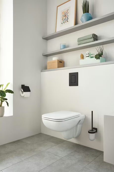 Grohe Start Cube tualetinio popieriaus laikiklis su dangteliu matinės juodos spalvos, su paslėptu tvirtinimu