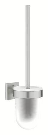 Sieninė WC šepetys Grohe Start Cube Accessories, supersteel apdailos, su stikline talpa ir paslėptu tvirtinimu.