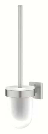 Sieninė WC šepetys Grohe Start Cube Accessories, supersteel apdailos, su stikline talpa ir paslėptu tvirtinimu.