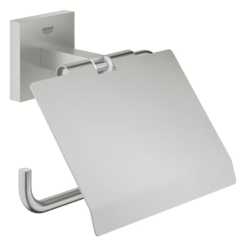 Tualetinio popieriaus laikiklis Grohe Start Cube Accessories, supersteel su dangteliu, su paslėptu tvirtinimu.