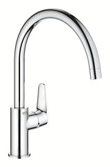 Chromuotas svirtinis virtuvinis maišytuvas Grohe Start Curve su aukštu pasukamu snapu