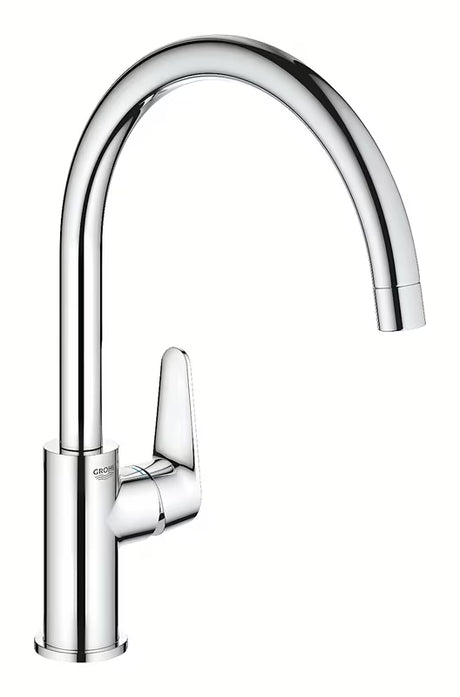 Chromuotas svirtinis virtuvinis maišytuvas Grohe Start Curve su aukštu pasukamu snapu