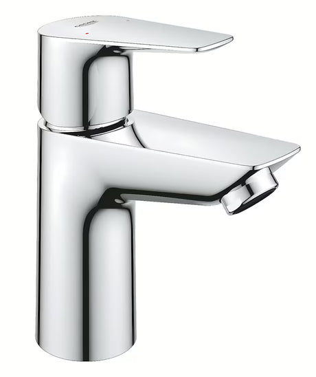 Chromuotas svirtinis praustuvo maišytuvas Grohe Start Edge su taupiu aeratoriumi ir push-open vožtuvu